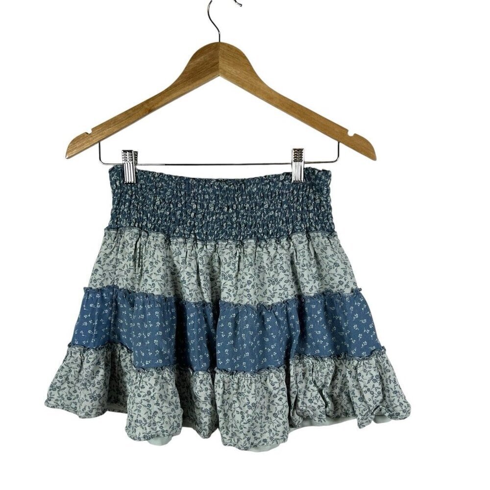 American‎ Eagle Coquette Cottagecore Blue Fairycore Ruffle Fairy Mini Skirt S